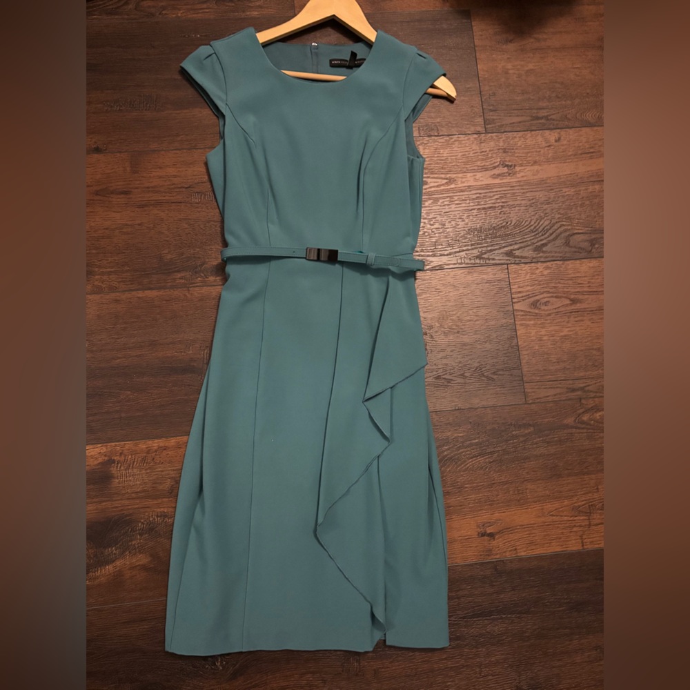 White House Black Market Asymmetrical Teal Dress